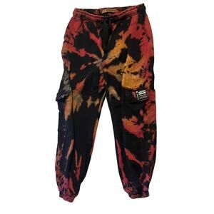 Disney x Colcci Men's Large Tie Dye Jogger Pants Mickey Mouse Black Red Colorful
